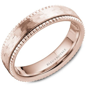 Bleu Royale Shimmering Finish Wedding Band with Watch Gear Edging