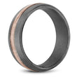 Load image into Gallery viewer, Bleu Royale Tantalum Wedding Band with a Gold Stripe &amp; Milgrain Detailing
