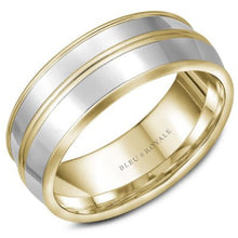 Load image into Gallery viewer, Bleu Royale Two-Tone Knife Edge Wedding Band
