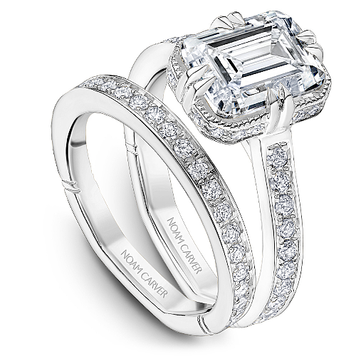 Noam Carver White Gold Vintage Style Diamond Wedding Ring Set