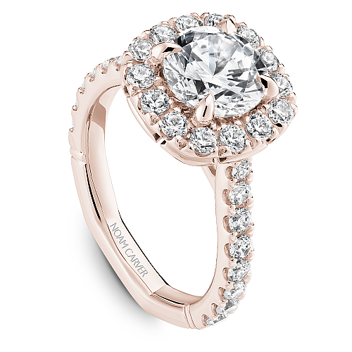 Noam Carver Rose Gold Large Halo Diamond Engagement Ring with a Euro Shank