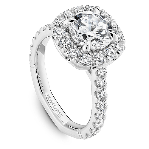 Noam Carver White Gold Large Halo Diamond Engagement Ring with a Euro Shank