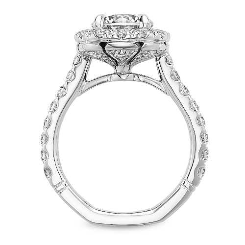 Noam Carver White Gold Large Halo Diamond Engagement Ring with a Euro Shank