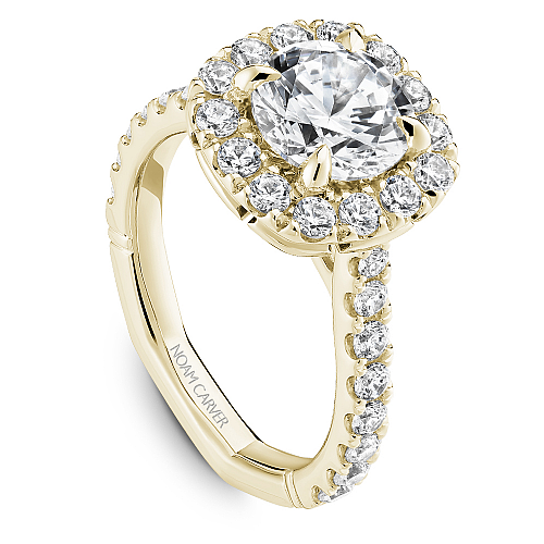Noam Carver Yellow Gold Large Halo Diamond Engagement Ring with a Euro Shank