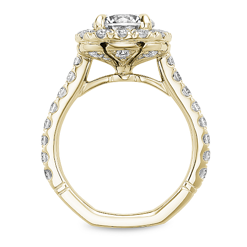 Noam Carver Yellow Gold Large Halo Diamond Engagement Ring with a Euro Shank