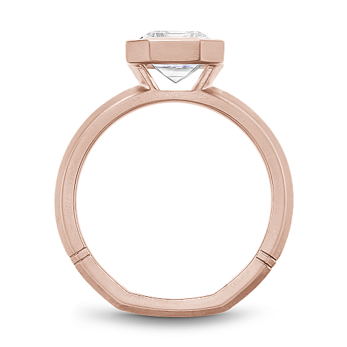 Noam Carver Rose Gold Emerald Cut Bezel Set Diamond Engagement Ring
