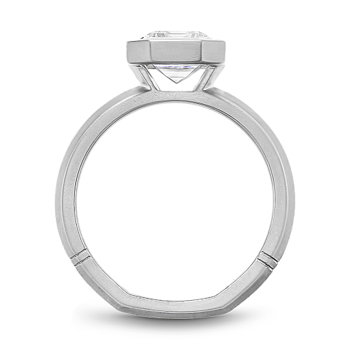 Noam Carver White Gold Emerald Cut Bezel Set Diamond Engagement Ring