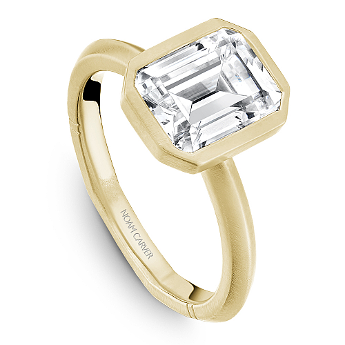 Noam Carver Yellow Gold Emerald Cut Bezel Set Diamond Engagement Ring
