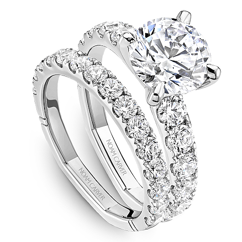 Noam Carver White Gold Shared Prong Set Diamond Wedding Ring Set