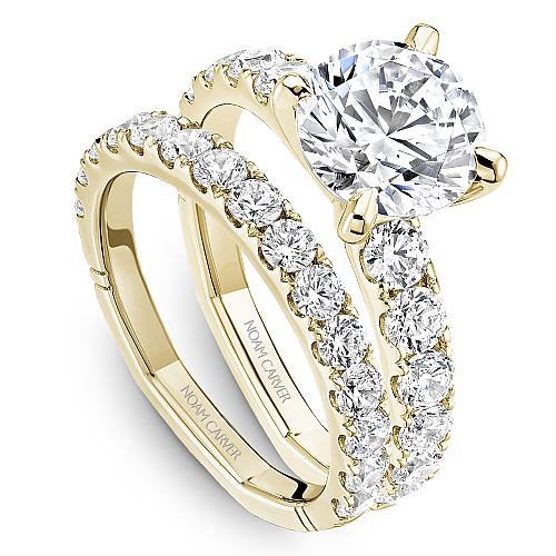 Noam Carver Yellow Gold Shared Prong Set Diamond Wedding Ring Set
