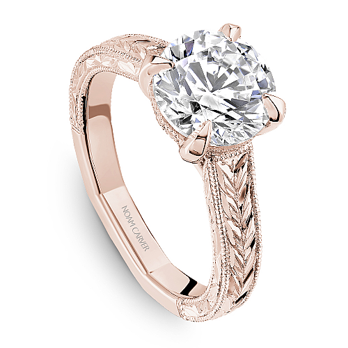 Noam Carver Rose Gold Milgrained Edges Diamond Engagement Ring