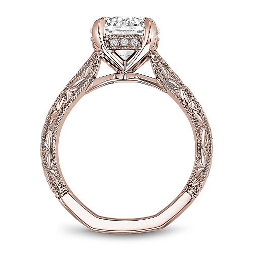 Noam Carver Rose Gold Milgrained Edges Diamond Engagement Ring