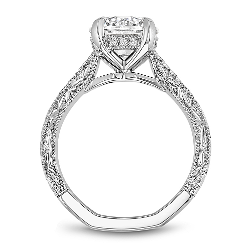 Noam Carver White Gold Milgrained Edges Diamond Engagement Ring