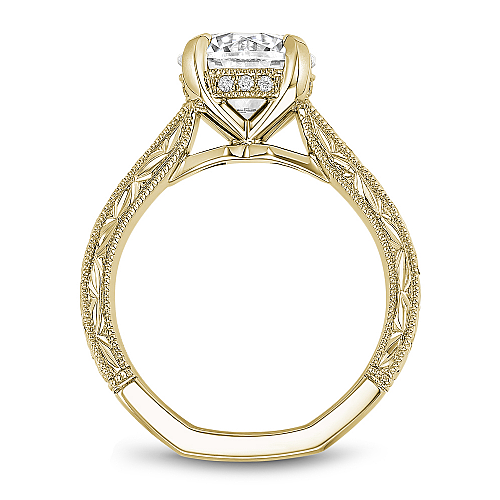 Noam Carver Yellow Gold Milgrained Edges Diamond Engagement Ring