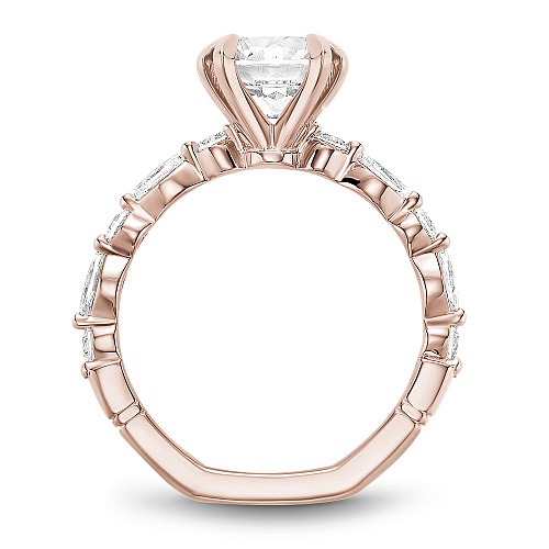 Noam Carver Rose Gold Marquise & Round Cut Diamond Engagement Ring