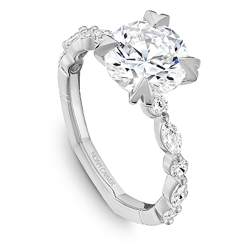 Noam Carver White Gold Marquise & Round Cut Diamond Engagement Ring