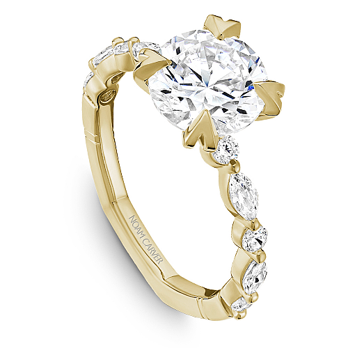 Noam Carver Yellow Gold Marquise & Round Cut Diamond Engagement Ring