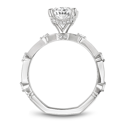 Noam Carver White Gold Station Style Hidden Halo Knife Edge Diamond Engagement Ring