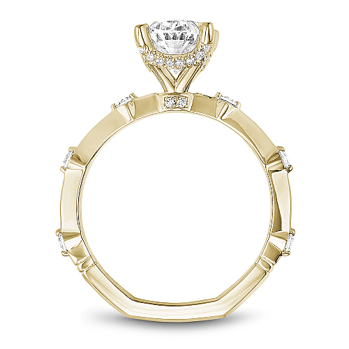 Noam Carver Yellow Gold Station Style Hidden Halo Knife Edge Diamond Engagement Ring