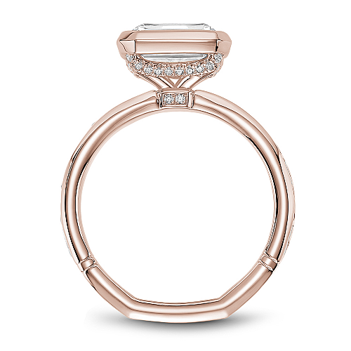 Noam Carver Rose Gold Contemporary East-West Bezel Set Emerald Cut Diamond Engagement Ring