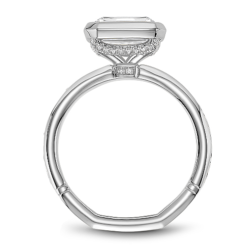 Noam Carver White Gold Contemporary East-West Bezel Set Emerald Cut Diamond Engagement Ring
