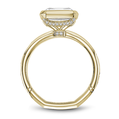 Noam Carver Yellow Gold Contemporary East-West Bezel Set Emerald Cut Diamond Engagement Ring
