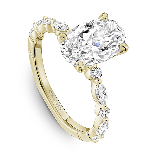 Noam Carver Yellow Gold Marquise & Round Diamond Euro Shank Engagement Ring