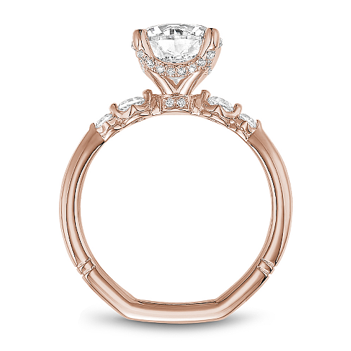 Noam Carver Rose Gold Hidden Halo Diamond Engagement Ring with Shared Prong Side Diamonds