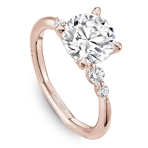 Noam Carver Rose Gold Hidden Halo Diamond Engagement Ring with Shared Prong Side Diamonds