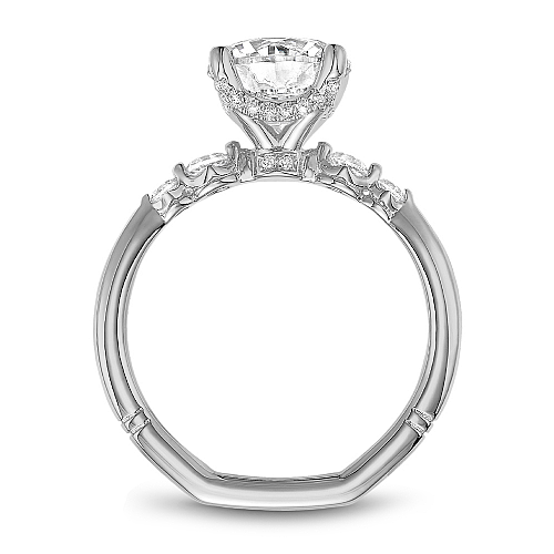 Noam Carver White Gold Hidden Halo Diamond Engagement Ring with Shared Prong Side Diamonds