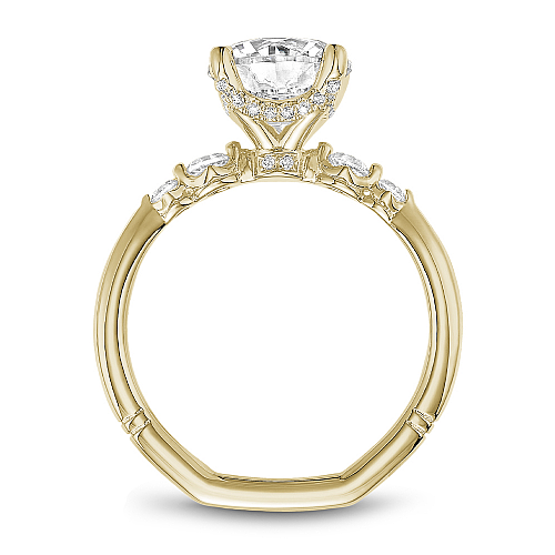Noam Carver Yellow Gold Hidden Halo Diamond Engagement Ring with Shared Prong Side Diamonds