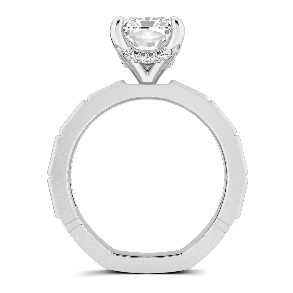 Noam Carver White Gold Atelier Flush Set East-West Set Side Baguette Cut Diamond Engagement Ring