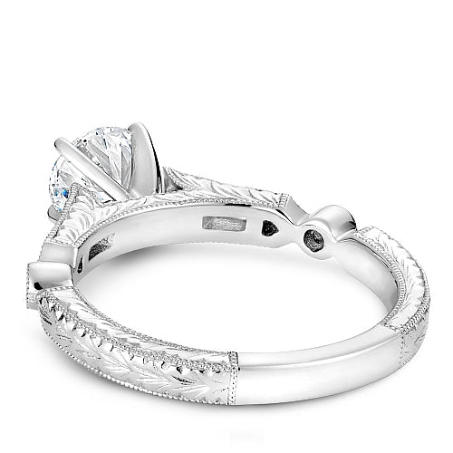 Noam Carver White Gold Vintage Style Baguette Side Diamond Engagement Ring