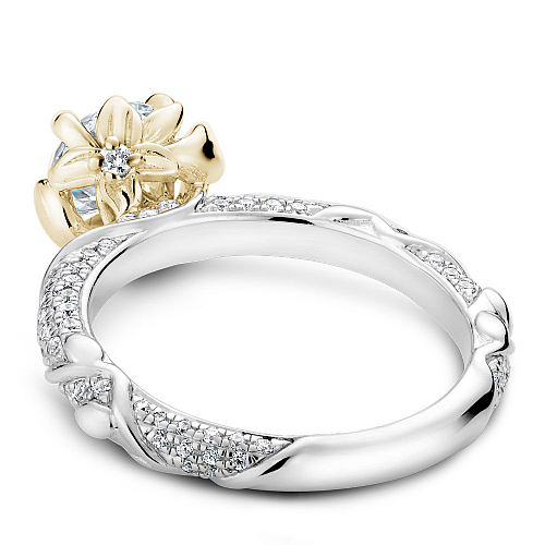 Noam Carver White & Yellow Gold Intricate Floral Nature Inspired Diamond Engagement Ring