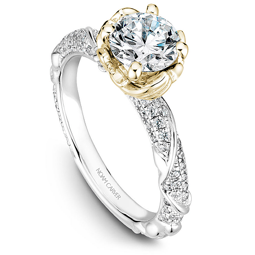 Noam Carver White & Yellow Gold Intricate Floral Nature Inspired Diamond Engagement Ring