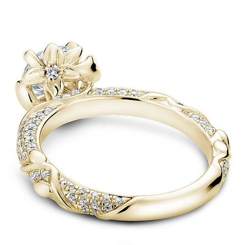 Noam Carver Yellow Gold Intricate Floral Nature Inspired Diamond Engagement Ring