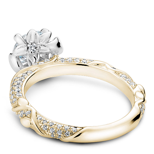 Noam Carver Yellow & White Gold Intricate Floral Nature Inspired Diamond Engagement Ring