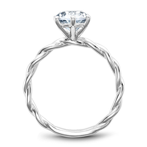 Noam Carver White Gold High Polished Twist Oval Center Diamond Engagement Ring