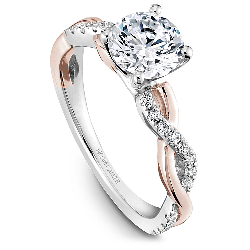Noam Carver Two-Tone Rose & White  Gold Round Cut Open Twist Diamond Engagement Ring