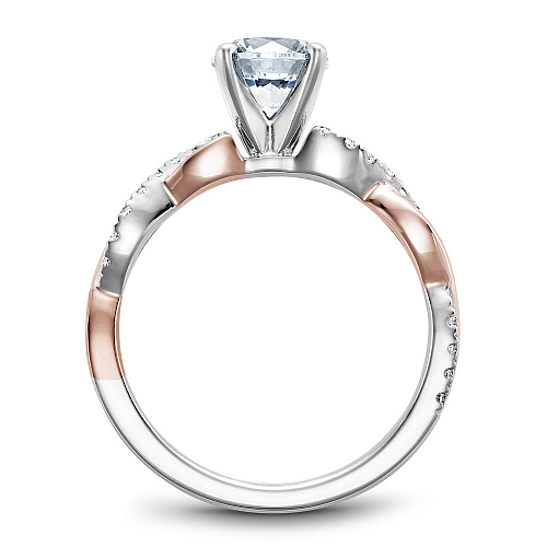 Noam Carver Two-Tone Rose & White  Gold Round Cut Open Twist Diamond Engagement Ring