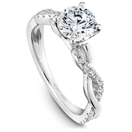 Noam Carver White Gold Round Cut Open Twist Diamond Engagement Ring