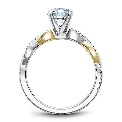 Noam Carver Two-Tone Yellow & White  Gold Round Cut Open Twist Diamond Engagement Ring