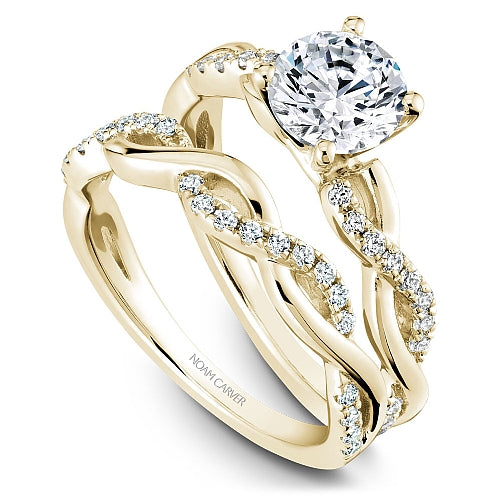 Noam Carver Yellow Gold Round Cut Open Twist Diamond Wedding Set