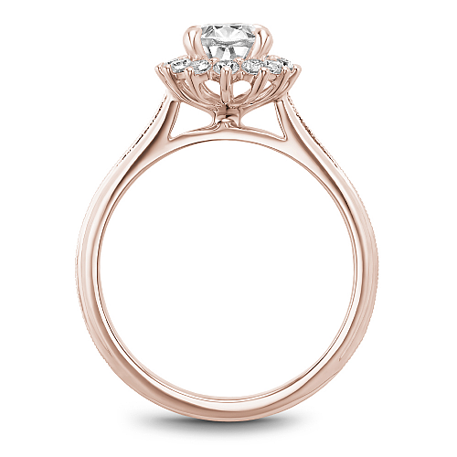 Noam Rose Gold Carver Oval Center Starburst Halo Diamond Engagement Ring