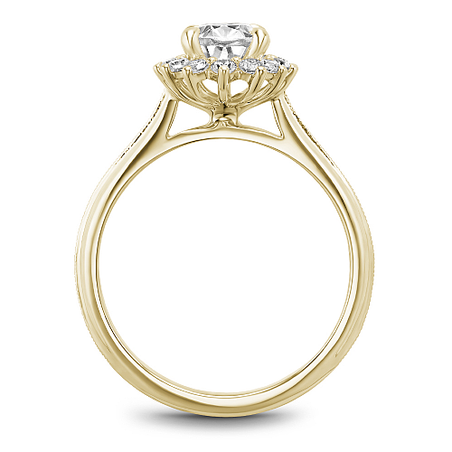 Noam Yellow Gold Carver Oval Center Starburst Halo Diamond Engagement Ring 