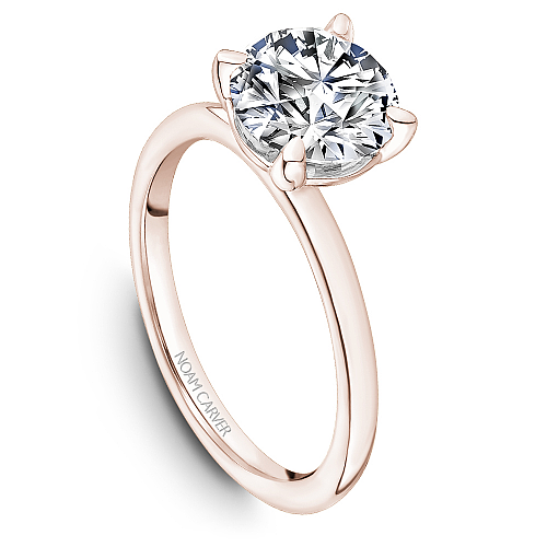 Noam Carver Rose Gold High Polish Round Cut Solitaire Two-Tone Engagement Ring with High Polish Finish.