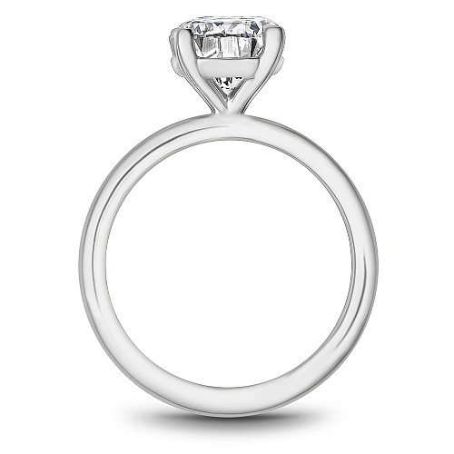Noam Carver White Gold High Polish Round Cut Solitaire Two-Tone Engagement Ring with High Polish Finish.