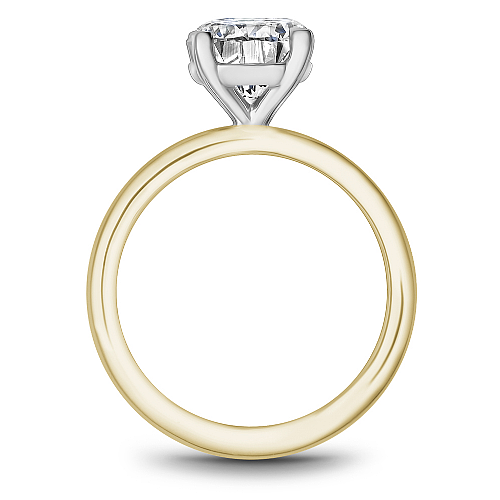 Noam Carver Two-Tone Yellow & White  Gold High Polish Round Cut Solitaire Two-Tone Engagement Ring with High Polish Finish.