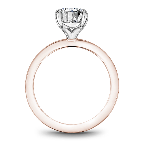 Noam Carver Rose Gold Two-Tone High Polish Oval Cut Solitaire Engagement Ring with White Gold Head