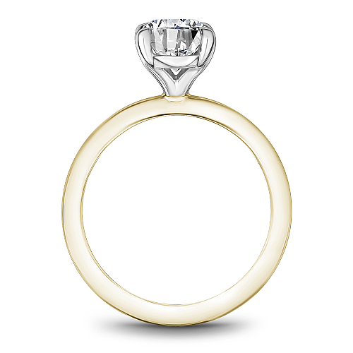 Noam Carver Yellow Gold Two-Tone High Polish Oval Cut Solitaire Engagement Ring with White Gold Head